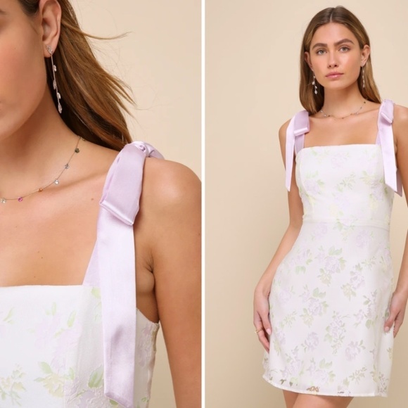 LULUS Date Night Prom Sexy Flirty Wedding Cocktail Party Floral Mini Dress - Picture 3 of 5